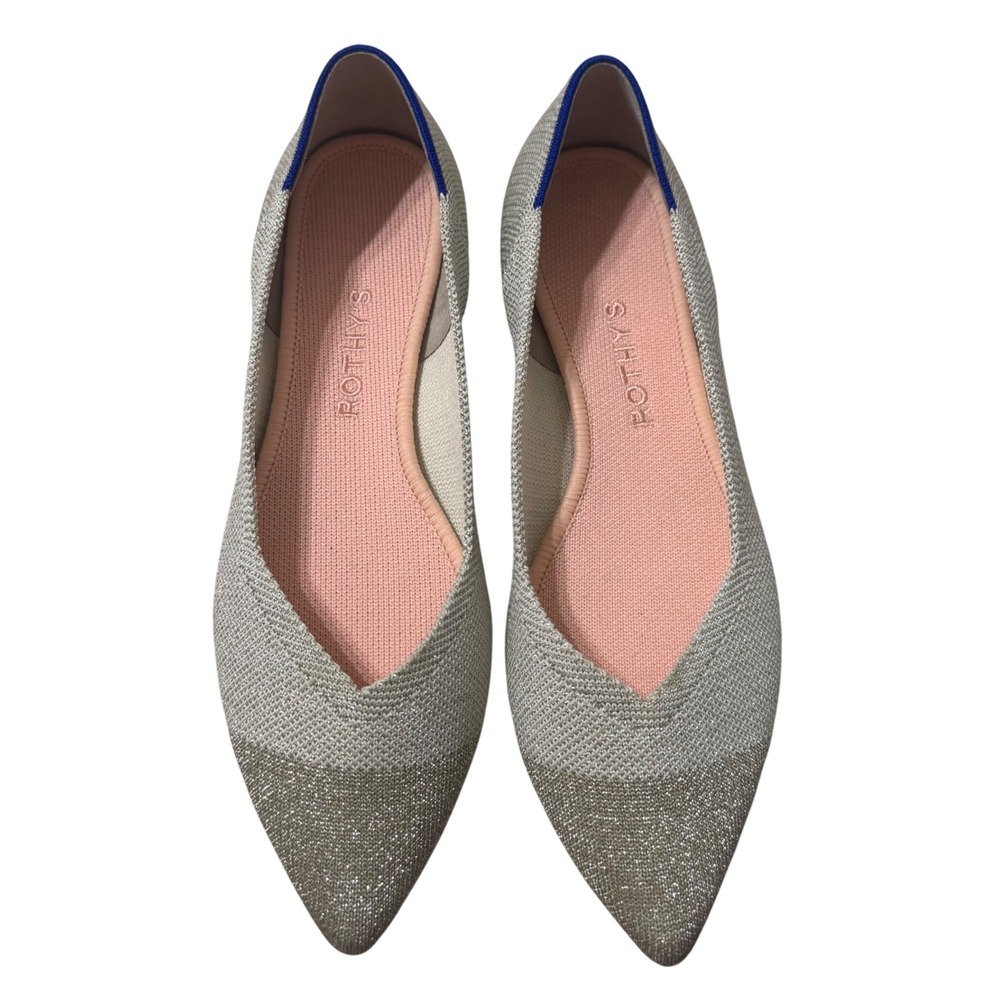 Rothy's The Point Flats Women 8.5 Diamond Metallic Gold Slip On Pointed Toe - Picture 5 of 13